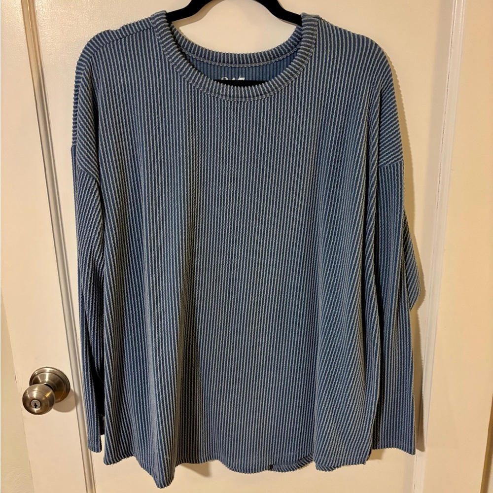 Maurices Blue Ribbed Long Sleeve Top